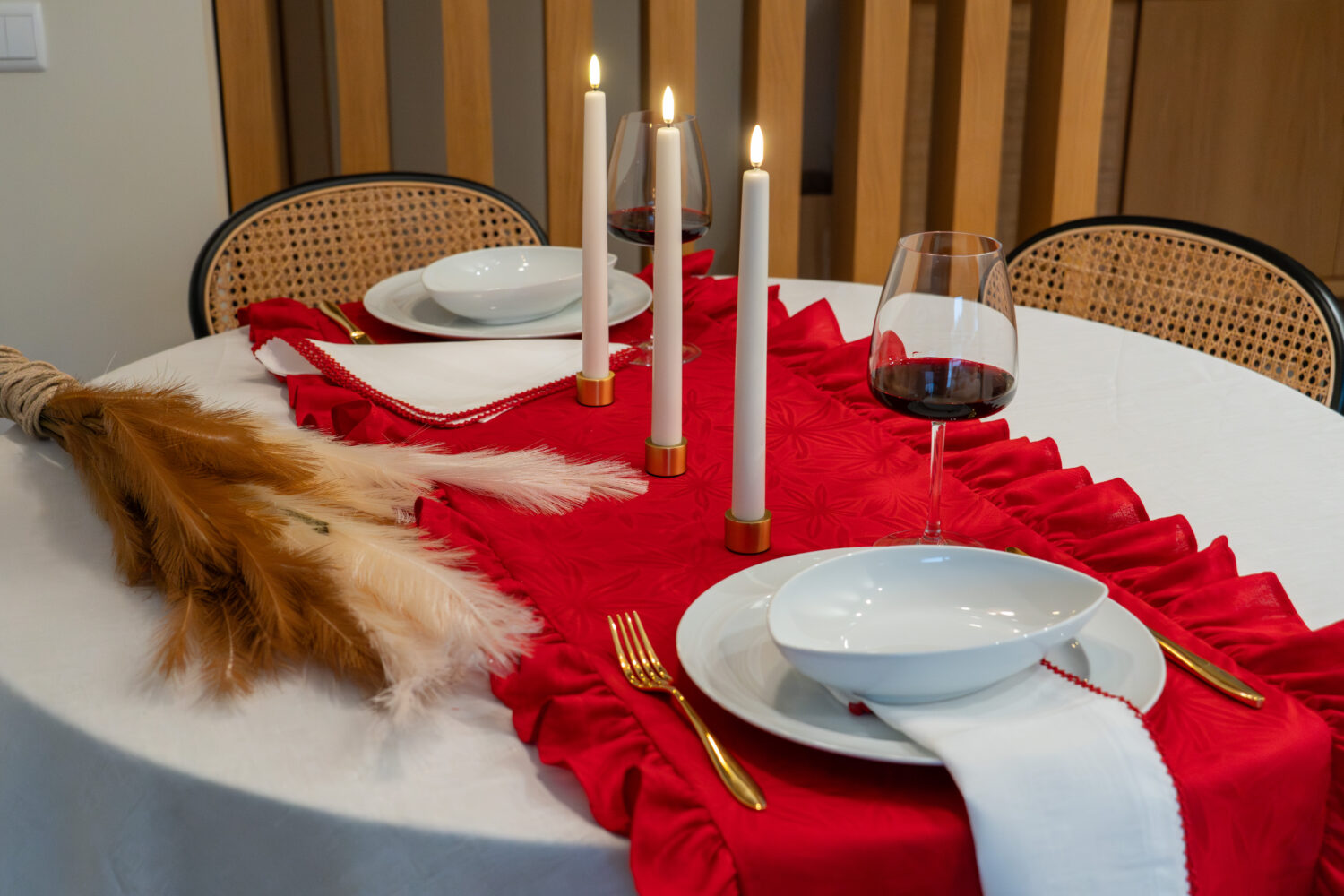 Runner Folho Linho Vermelho