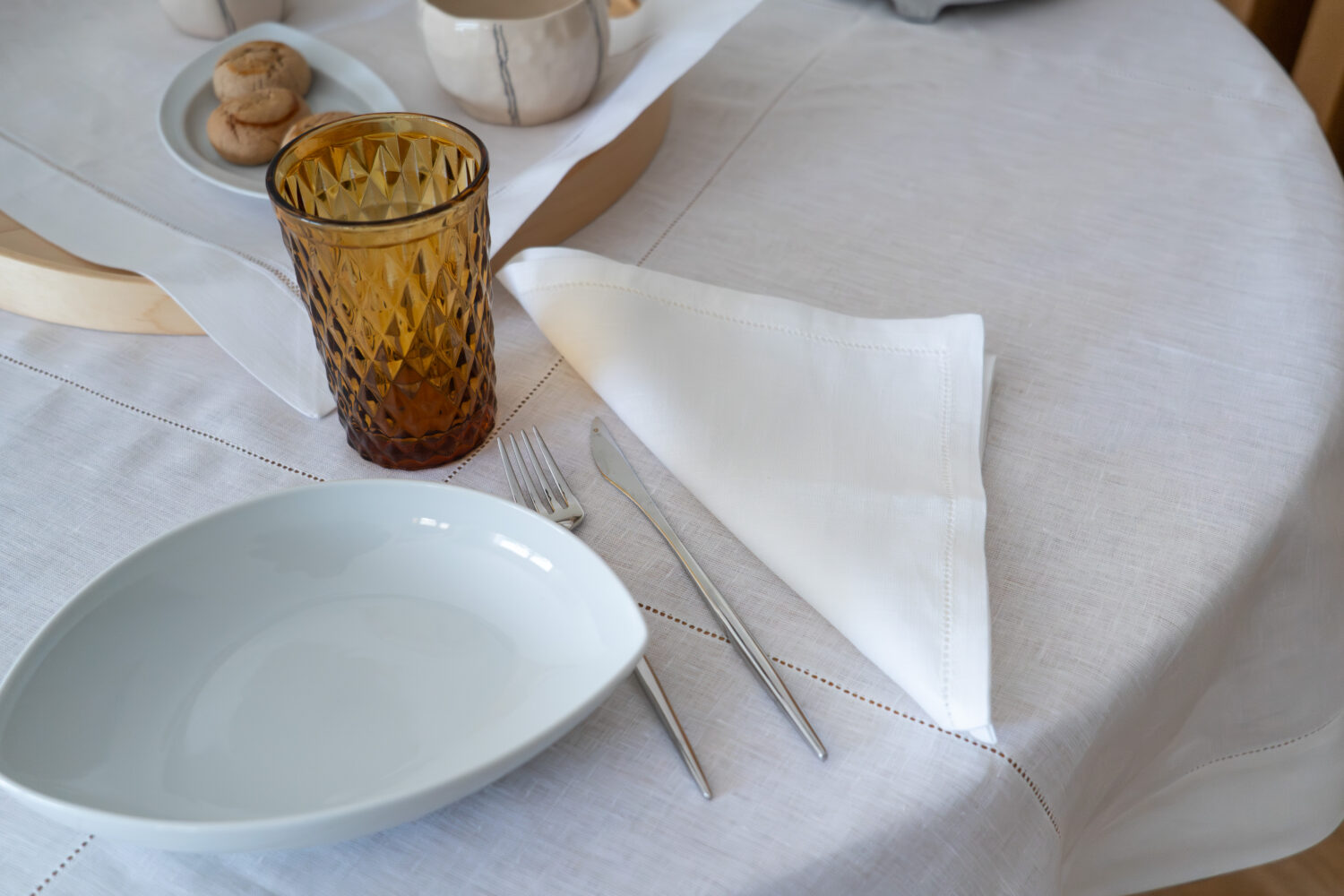 Guardanapo Simple Linho Branco C/Ajour